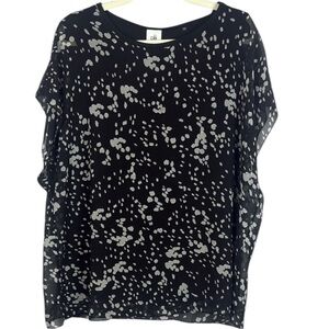 CAbi Cosmos Night Sky Black and Gray Short Sleeve Blouse Size XL